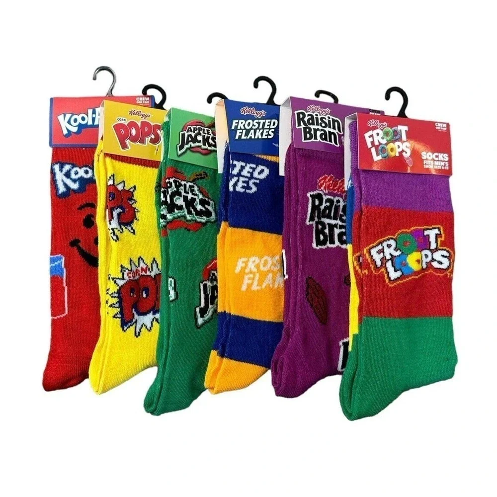 Odd Sox Novelty Crazy Socks Kelloggs Cereal Breakfast Kool-Aid Mens Sz 6-12 Crew